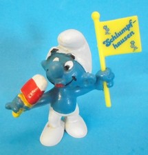 SCHLUMPFHAUSEN SCHURRENHOF Eis Schlumpf mit Fahne promo smurf Werbung Schleich