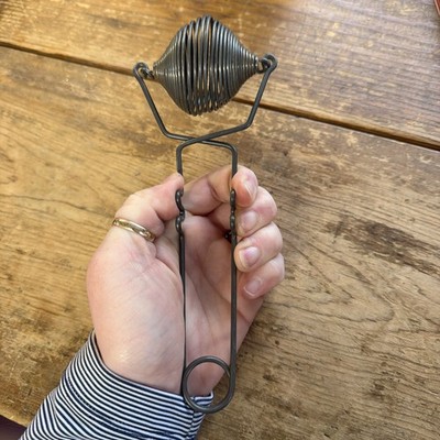Antique Diamond Coil Egg Beater Wire Spring Whisk Primitive Kitchen Utensil 9 10