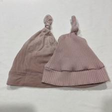 Baby Beanies topknot Hat Knit Dusty Pink Infant Newborn Photo Prop Soft Set Of 2