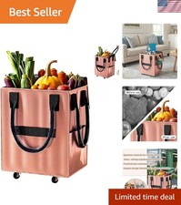 Portable Foldable Shopping Cart on Wheels - 67 lbs Capacity for Versatile Use