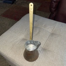 Vintage Hammered Copper Turkish Coffee Pot With Brass Handle