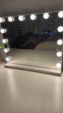 saimeihome Lighted Rectangle Tabletop Make-Up Mirror Matte White Frame