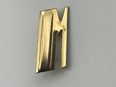 #ad Lapel Pin Brooch Unknown Design Mystery Logo Unusual Gold Tone or Brass Tone $9.95