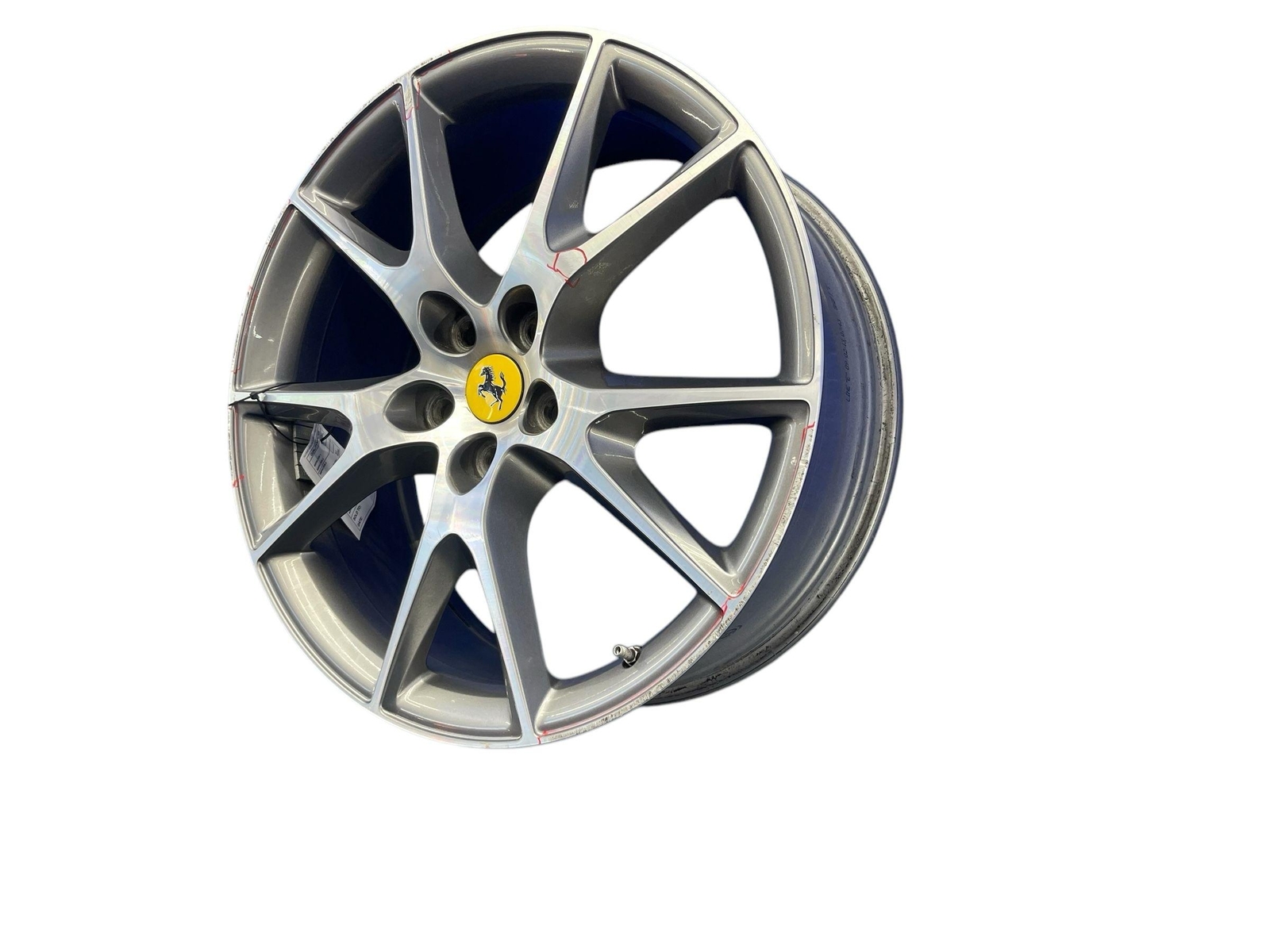 2008-2014 FERRARI CALIFORNIA 20X8 FIVE Y SPOKE WHEEL RIM SILVER *CURB RASH*