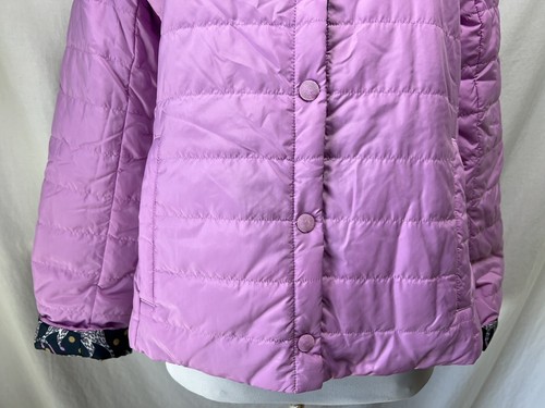 new Kate Spade Reversible Quilted Jacket Sz S Ruffle Panther Dot-Lilac Navy - Picture 9 of 13