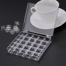 25Pcs Clear Sewing Machine Bobbins Spools Empty Bobbins Spools Plastic Storage !