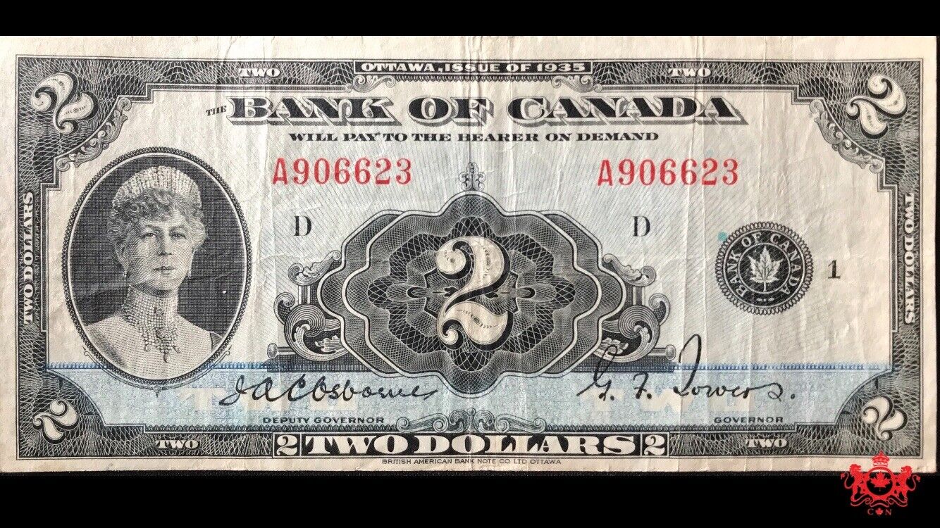 1935 Bank Of Canada $2 English A906623 - F/VF -