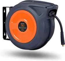 SuperHandy 3/8"x50’ 300PSI Retractable Premium Hybrid Polymer Air Hose Reel