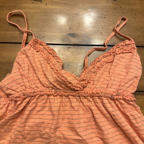 Vintage Y2K Women's Orange Stripe Feminine Babydoll Tank Top Large BKE - Picture 3 of 14
