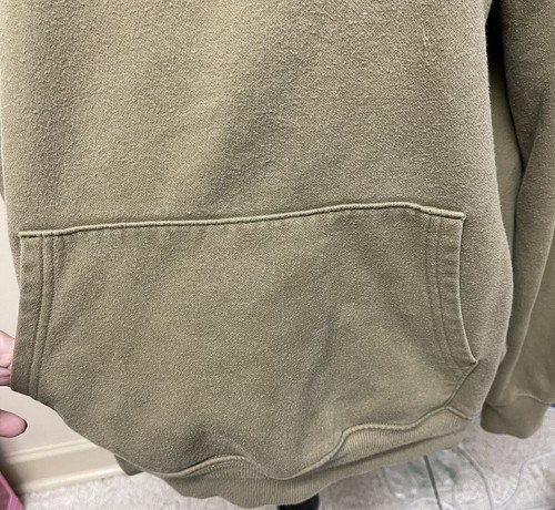 Men’s North Face Khaki Hoodie With Orange Front Logo Size M - Picture 4 of 10