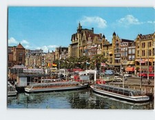 Postcard Damrak met rondvaartboten, Amsterdam, Netherlands