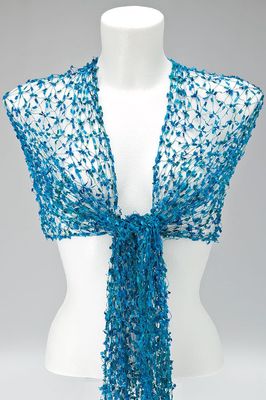 SHAWL WRAP cobweb mesh wedding fair trade Viscose TURQUOISE blue NET SCARF
