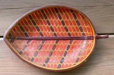 Chinese Asian Bamboo Wood Leaf Shaped Decorative Basket 12&rdquo; x 8&rdquo;