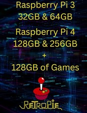 Retropie 32GB-256GB for Rasp Pi3 4 DWNLD LINK 128GbWith games.