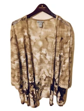 CATHERINES Women’s Plus Size 2X Eyelet Knit Open Front Cardigan 3/4 Sleeve