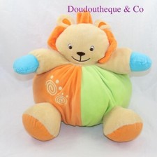 Peluche boule lion LOGITOYS orange vert grelot 25 cm (DOU)