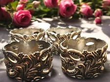 Godinger Silver Art Co Baroque Rococo LTD Set Of 4 Napkin Rings GSA Holders 