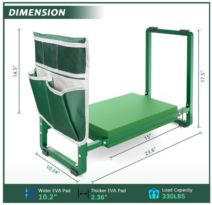 10.2" Wider Garden Kneeler & Seat Heavy Duty Thick Gardening Bench for Kneeling