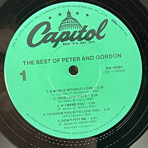 Peter & Gordon -The Best of Peter and Gordon LP Mono (1979 Re), Capitol Records - Picture 6 of 9
