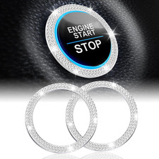 2 PCS Crystal Double Rhinestone Car Engine Start Stop Decoration Ring, Bling Car