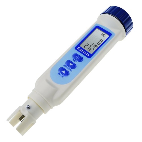 Type de stylo Salinity & Temp Meter avec ATC NaCl 9999 ppm / 100,0 ppp étanche IP65 - Photo 1 sur 11