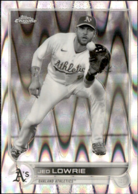 2022 Topps Chrome Jed Lowrie Oakland Athletics #140 B&W Raywave Refractor