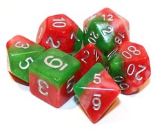 7 Piece Italian Ice Polyhedral Dice Set with Red 3 x 4 Velour Dice Bag