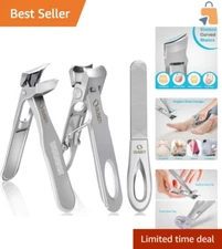 Thick Nail Clippers for Seniors - Slanted Blade & No Splash Nail Catcher
