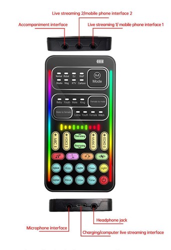 I9 Voice Changer Full Kit Multiple Audio Bluetooth Live Sound Cards 7063 - Imagen 16 de 24