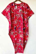 Indian Cotton Red Kaftans Summer Dress Night Gown Maxi Bridal Caftan Dress
