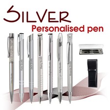 Personalised metal pen SILVER Wedding pens Christmas Teacher gift School leavers