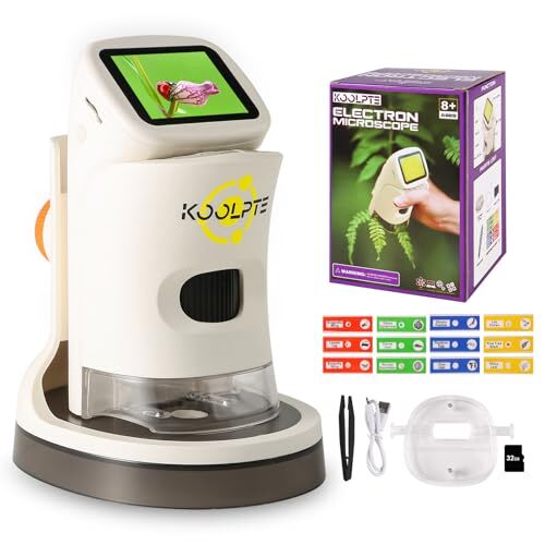 Microscope for Kids, 1000X HD Pocket Kids Microscope, 2.1'' LCD Warm White