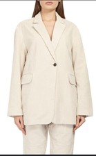 Birgitte Herskind X Vanessa Hong Wilma Corduroy Oversize Blazer Jacket Coffee 36