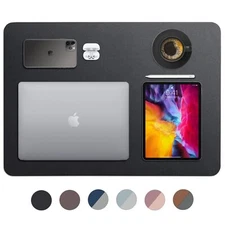 Leather Desk Mat 24" x 17" Desk Protector Mat PU Leather Desk Pad Small Desk ...