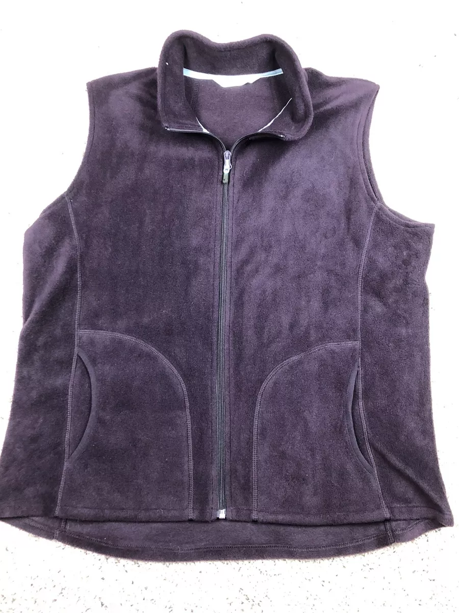 Woolrich Womens Deep Purple Fleece Vest XL Full Zip With Pockets Warm Winter