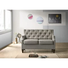 Luxurious Living Room 2-Seater Sofa w/ Tufted Back Contour Arm Loveseat, Gray
