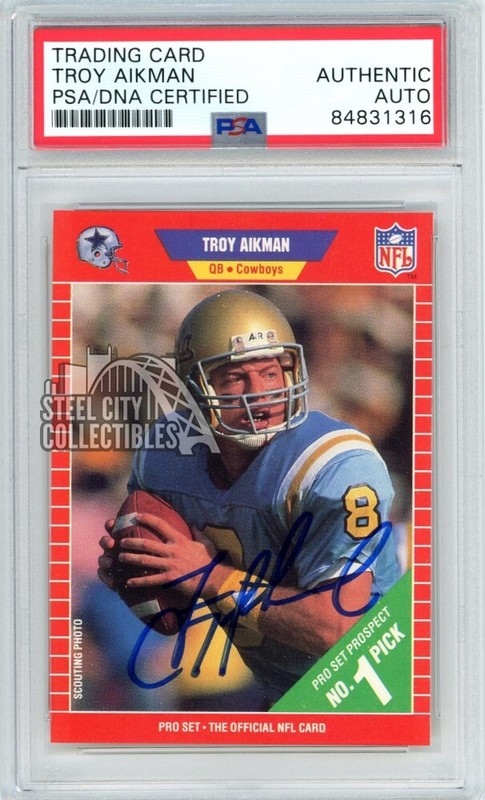 Troy Aikman 1989 Pro Set Autograph Rookie Card #490 PSA/DNA