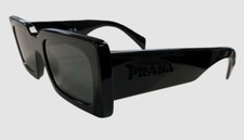  531 Prada Women's Black Rectangle Acetate Sunglasses Shades Size 52-20-145