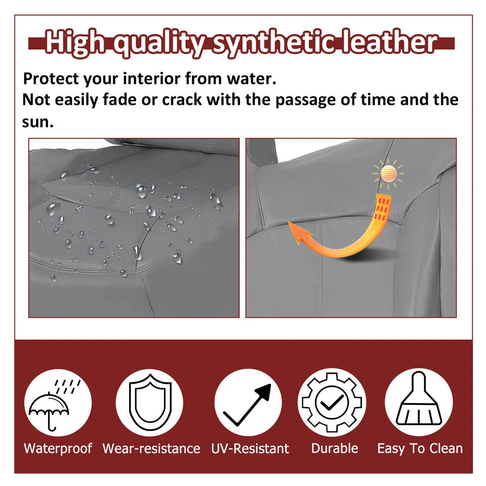 Fundas de asiento de cuero gris peltre para Chevy Silverado Tahoe Suburban 1999-2002 Foto 3 de 4