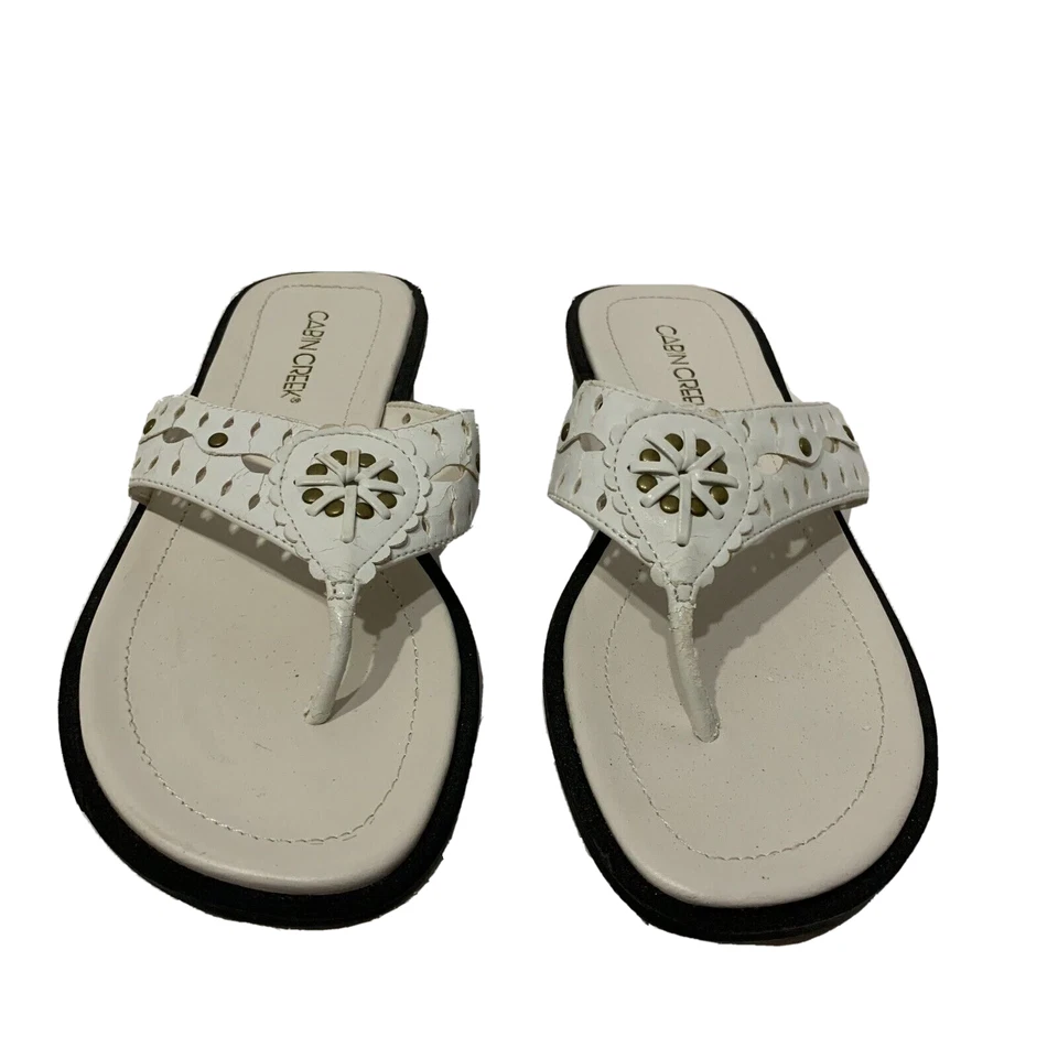 NUEVO Cabin Creek Blanco Tanga Sandalia Vestido Zapato Verona Chanclas Para Mujer Talla 7.5M Foto 2 de 4