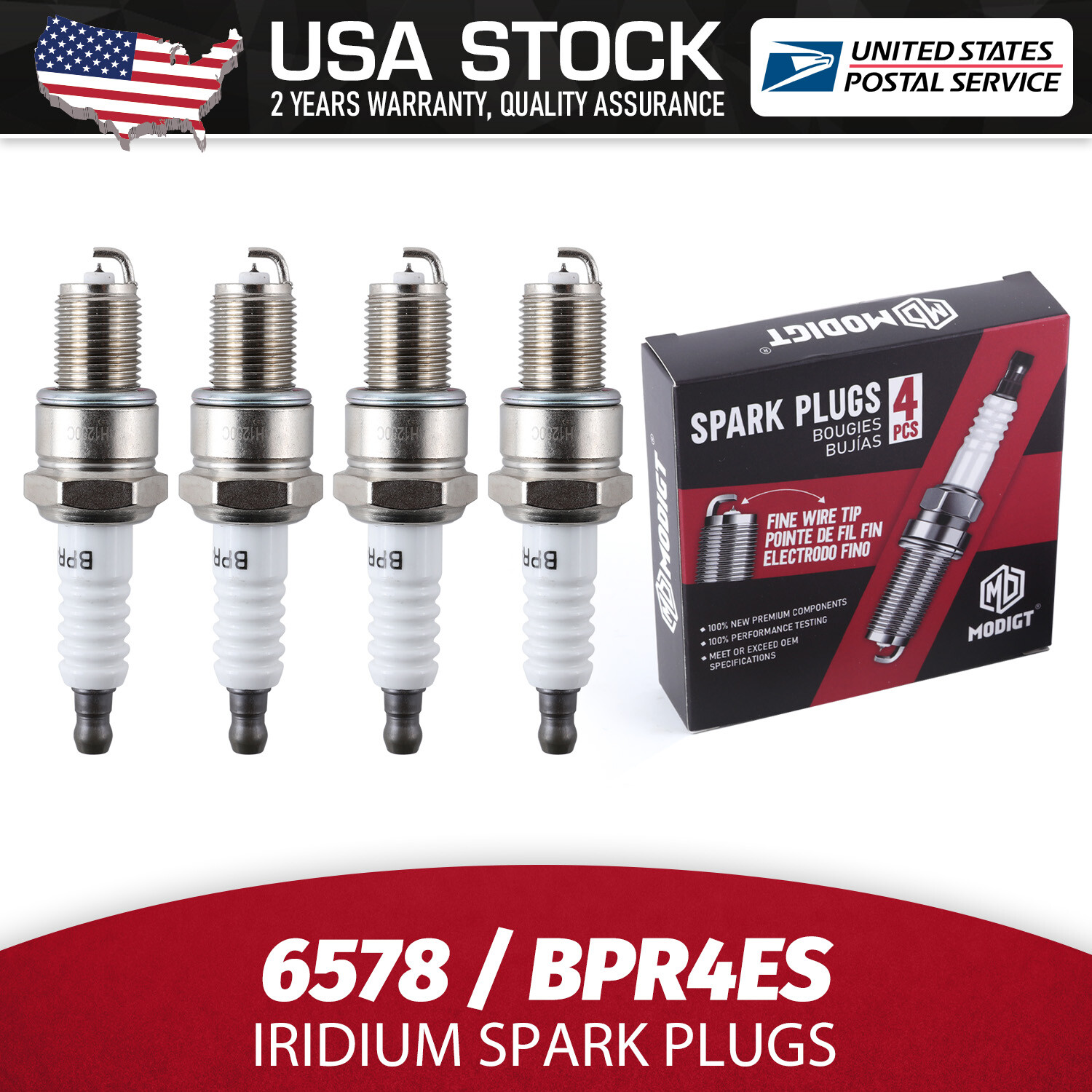 4x For NGK Spark Plug 6578 BPR4ES for Dodge Chrysler Chevrolet GMC Jeep Plymouth
