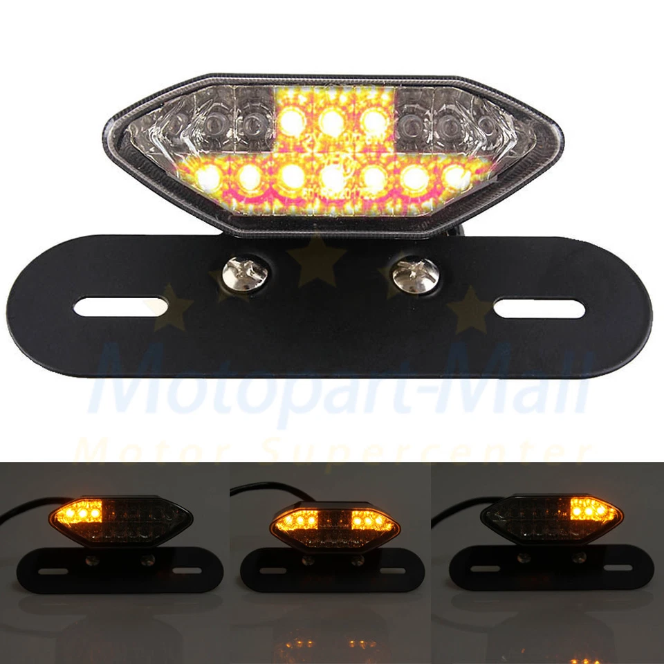 Smoke 16LED Motorcycle ATV Turn Signal Brake License Plate Integrated Tail Light Foto 4 de 4