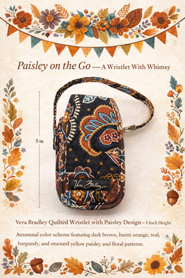 Vintage Vera Bradley Quilted Wristlet with Paisley Design   5'' & FREESHIP10