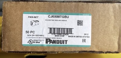 Panduit CJ6X88TGBU Cat6a 10 Gig Mini-Com Jack, Blue (Listing Is For 1 Box Of 50)