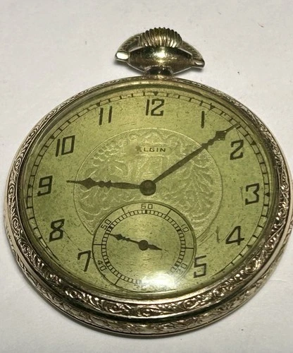 Antique Elgin Open Face Pocket Watch W/ Princeton Case