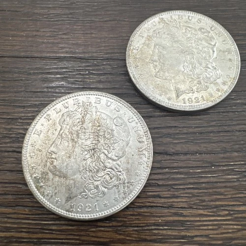 1921 Morgan Silver Dollars Lot of 2 - 90% Silver - Philadelphia Mint BU GEM