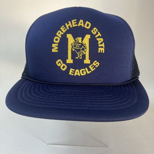 VINTAGE Morehead State University Go Eagles! Navy blue Trucker Hat SnapBack