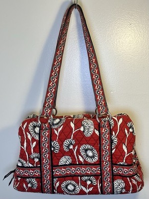 Vera Bradley Deco Daisy Red White Double Handle Handbag Purse Squared Away