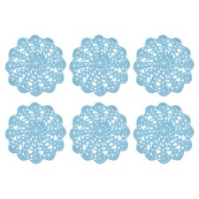 6Pcs Crocheted Cotton Doilies, 5.5" Lace Doilies Lace Placemats, Light Blue