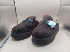 NEW DV By Dolce Vita Cozy Faux Shearling Platform Slip-On Mule-Brown Women Sz 8